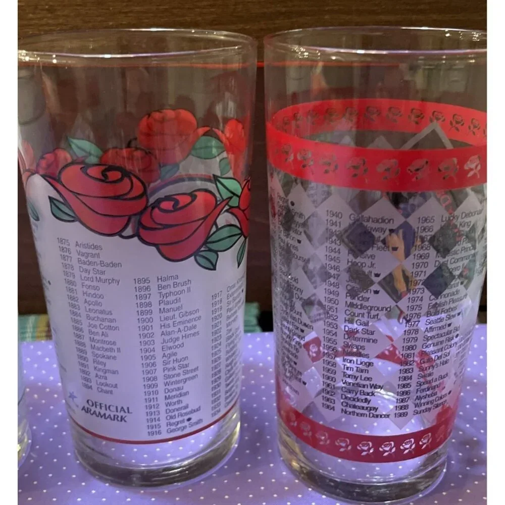Kentucky Derby Drinking Glasses Julep LOT OF 4 1999 2000‎ 2001 2003 Vintage 5.5”
